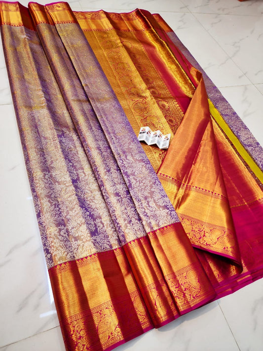 Lavender pure kanchipuram bridal silk sarees