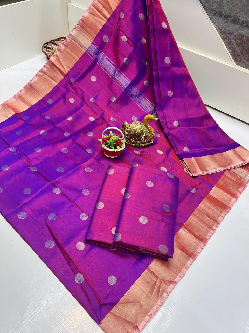 Uppada silk dollar butta sarees