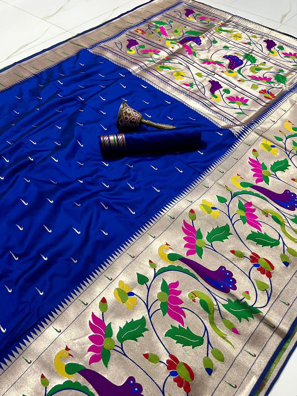 Semi silk half over paithani sarees