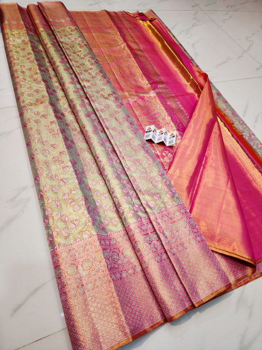 Pastel pure kanchipuram bridal silk sarees
