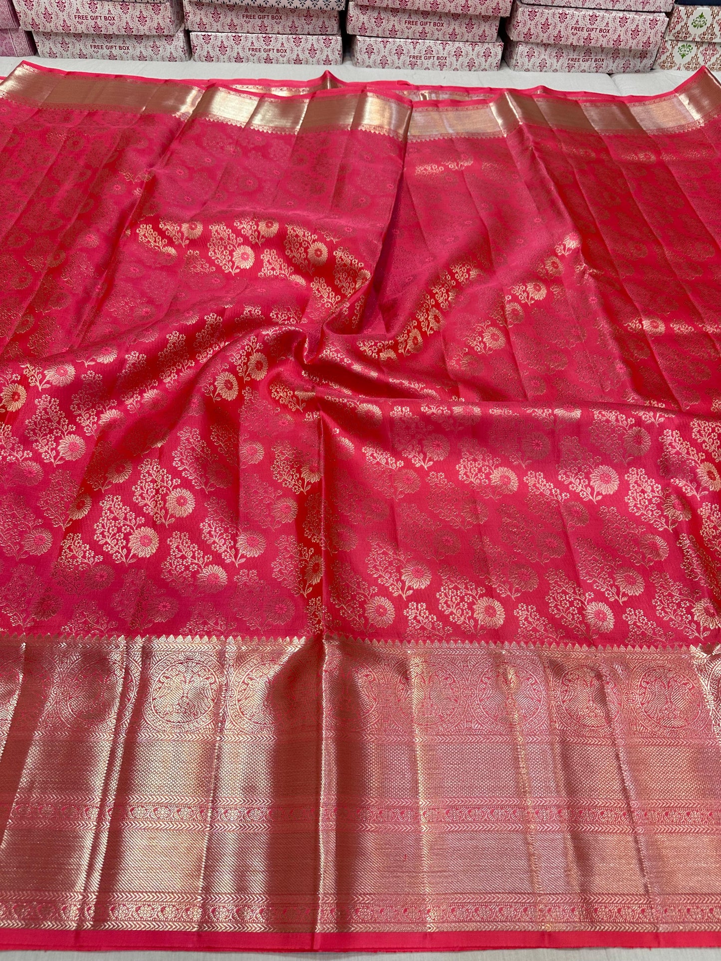 Pink pure kanchipuram bridal silk sarees