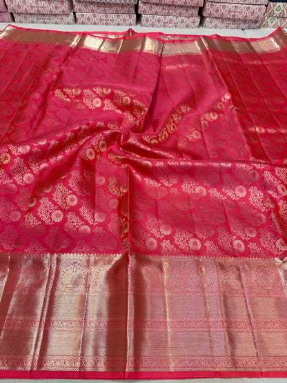 Pink pure kanchipuram bridal silk sarees