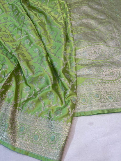 Green pure banarasi mashru silk sarees