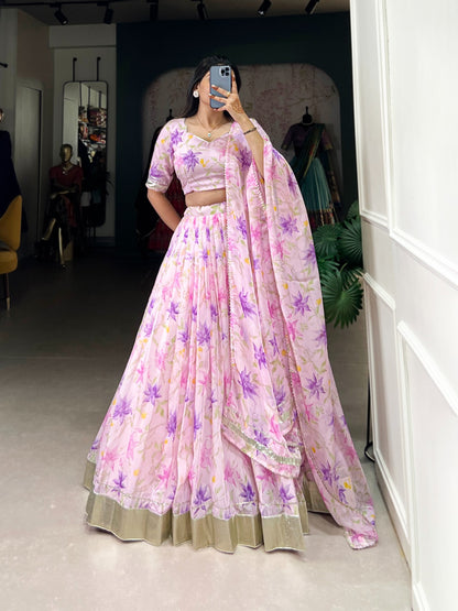 Pink silk lehenga