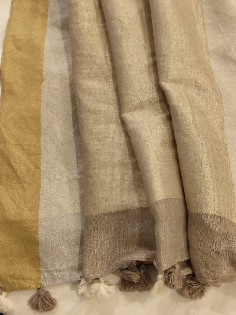 Light brown linen sarees