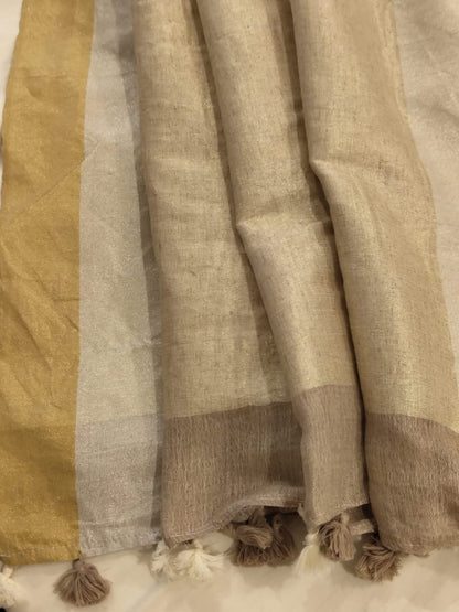 Light brown linen sarees