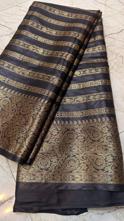 Semi banarasi khaddi georgette sarees with stripes
