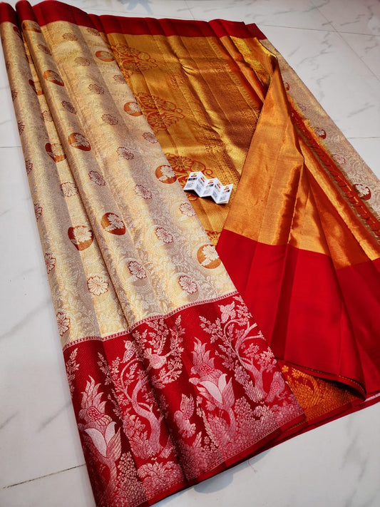 Sandal pure kanchipuram bridal silk sarees