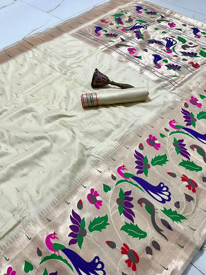 Semi silk half over paithani sarees