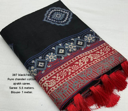 Black chanderi cotton sarees