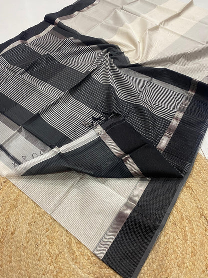 Off White and Black Maheshwari silk sarees