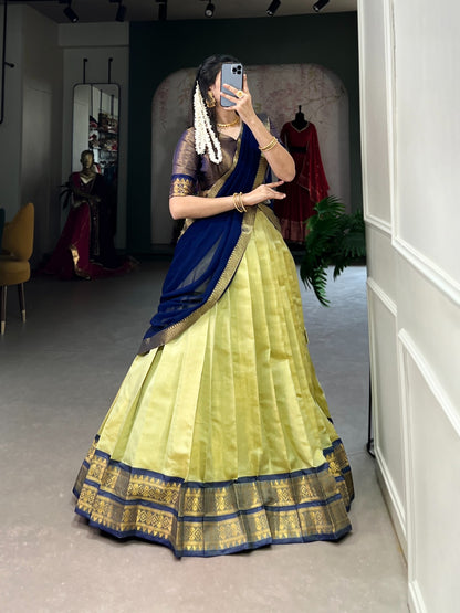 Pastel green kanchipuram lehenga choli