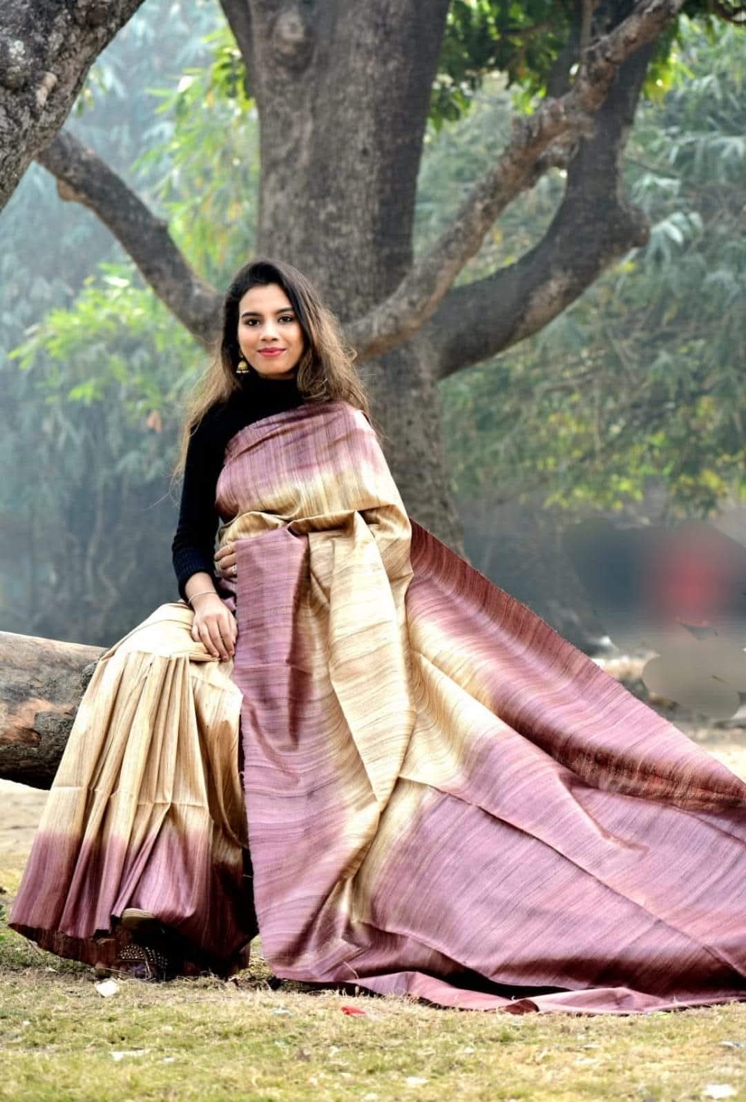Pure handloom Tussar Ghicha silk sarees