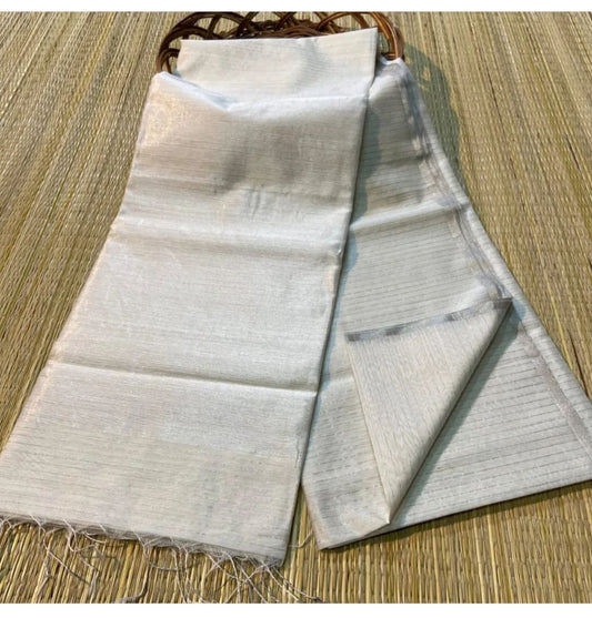 Cream semi silk striped sarees