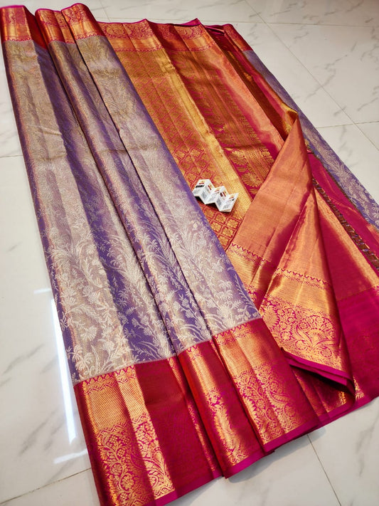 Lavender pure kanchipuram bridal silk sarees