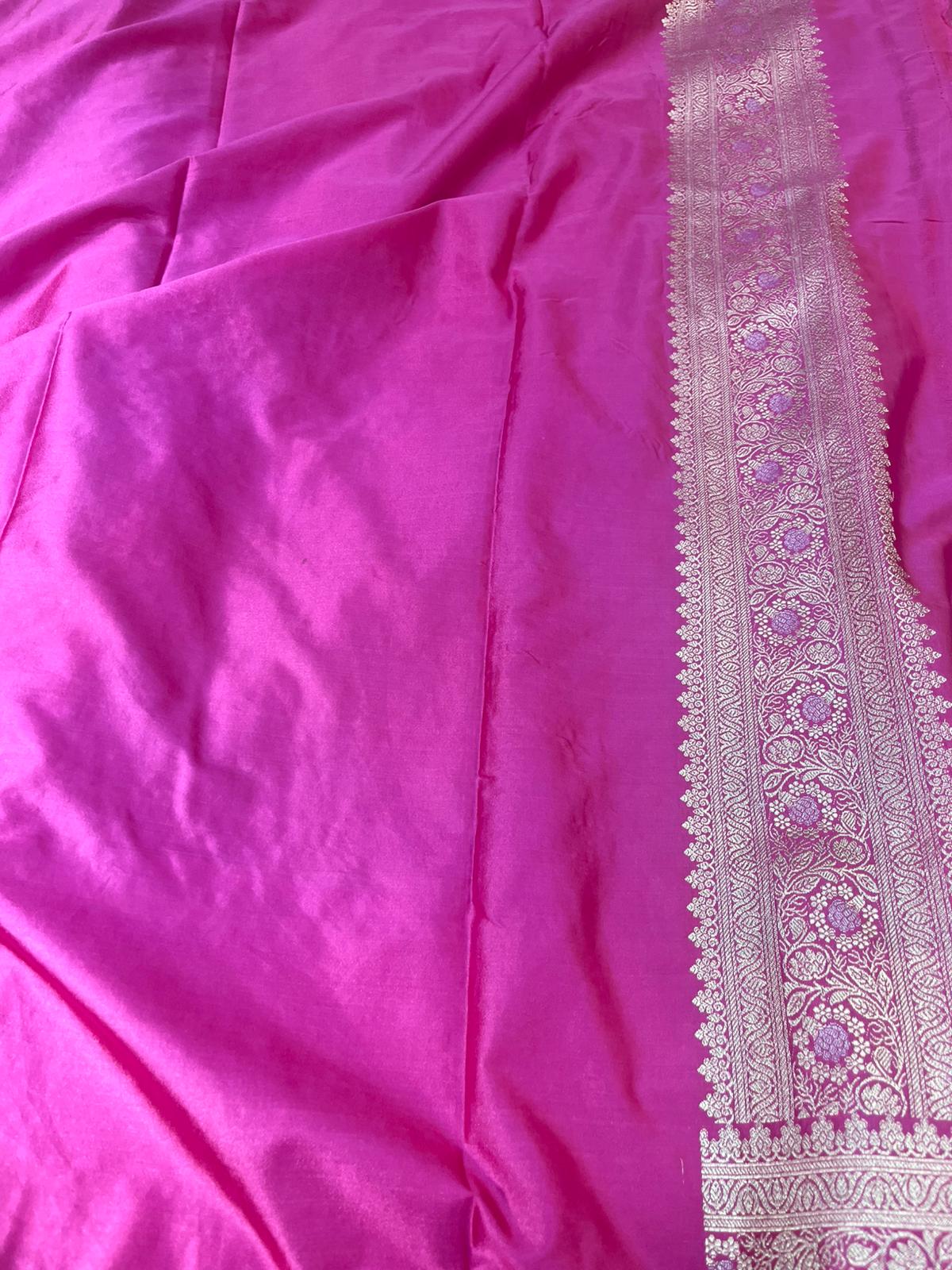 Rani pink pure banarasi mashru silk sarees
