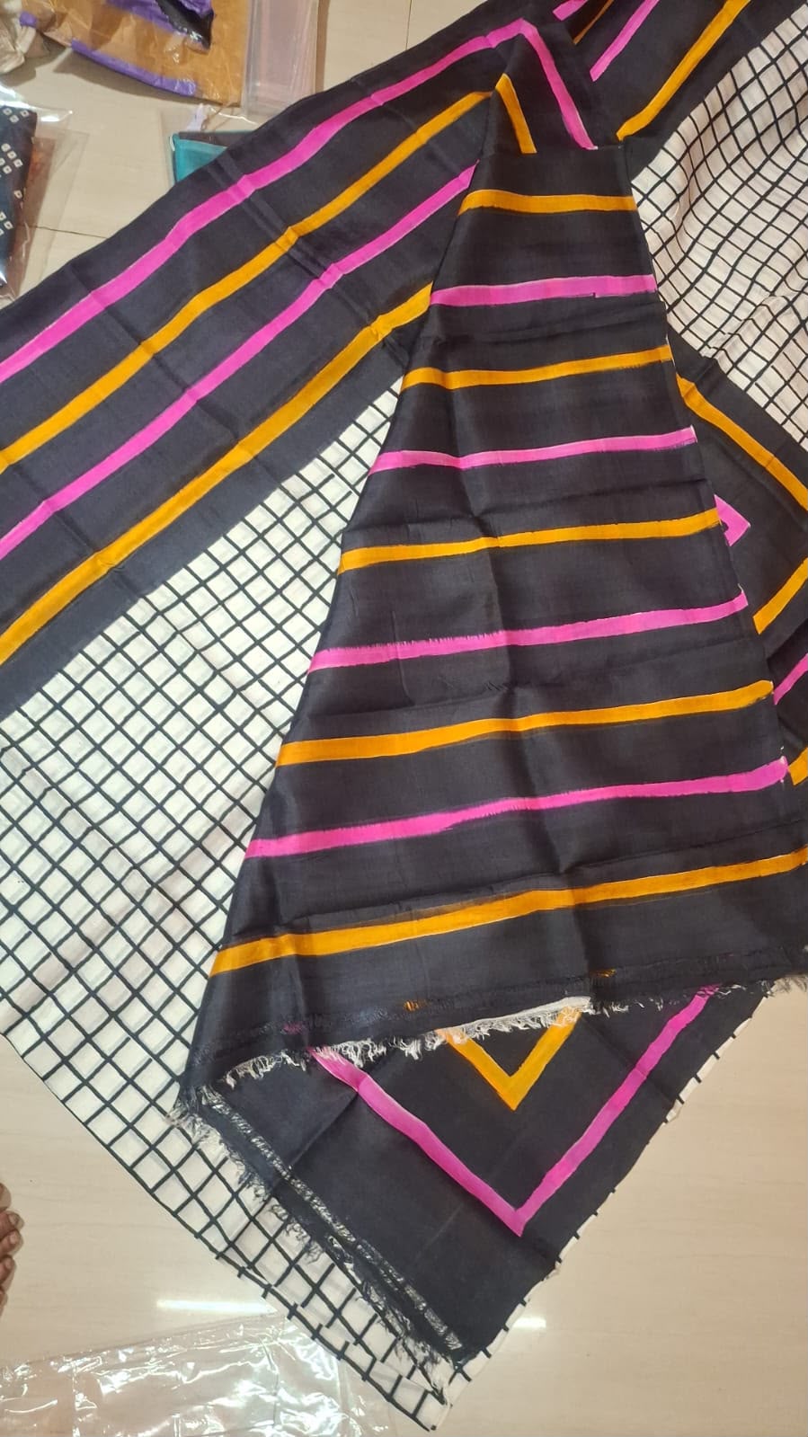 Pure Tussar silk block printed sarees