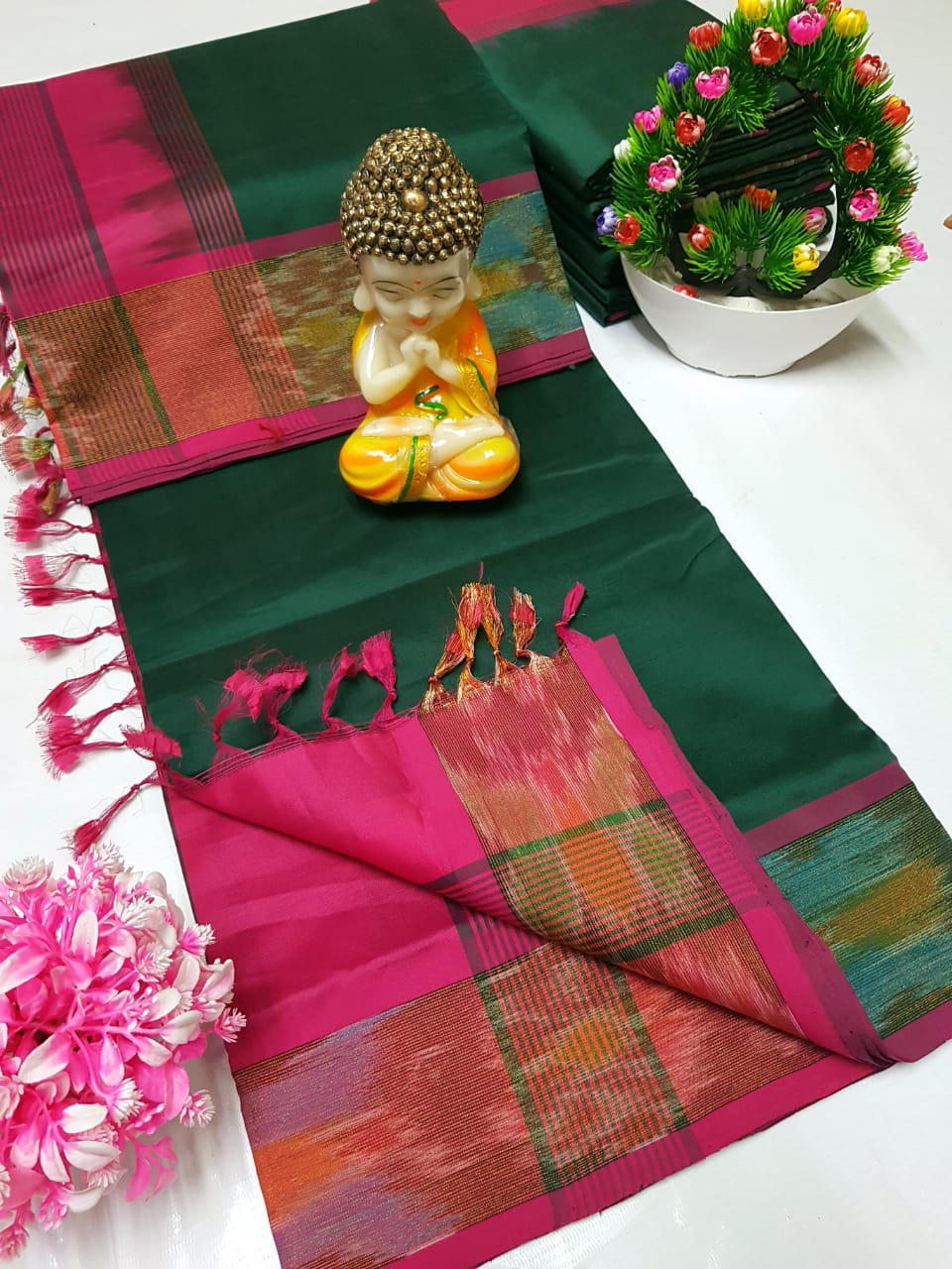 Uppada Tripura silk sarees with small pochampally border