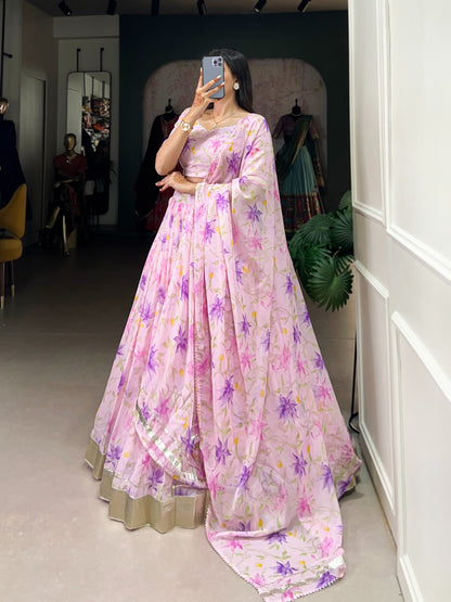 Pink silk lehenga