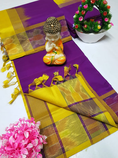 Uppada Tripura silk sarees with small pochampally border