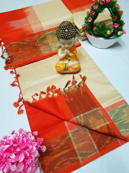 Uppada Tripura silk sarees with small pochampally border