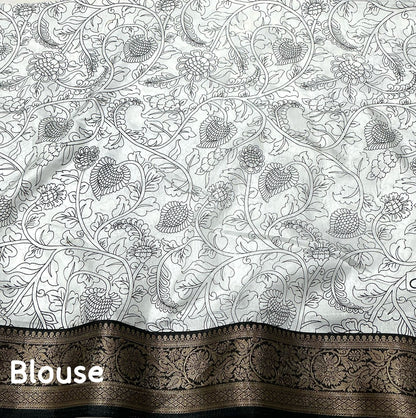 White Fancy kalamkari sarees