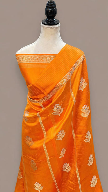 Banarasi semi pure silk katan raw mango sarees