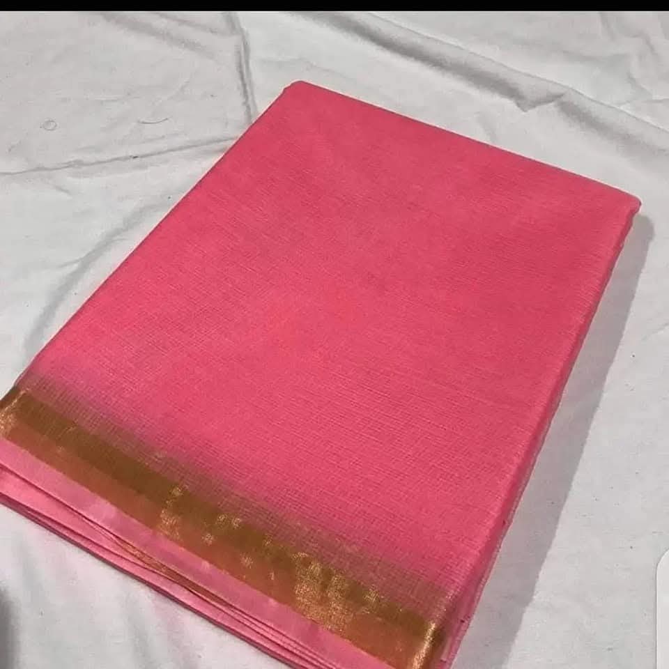 Pink kota doria cotton silk sarees