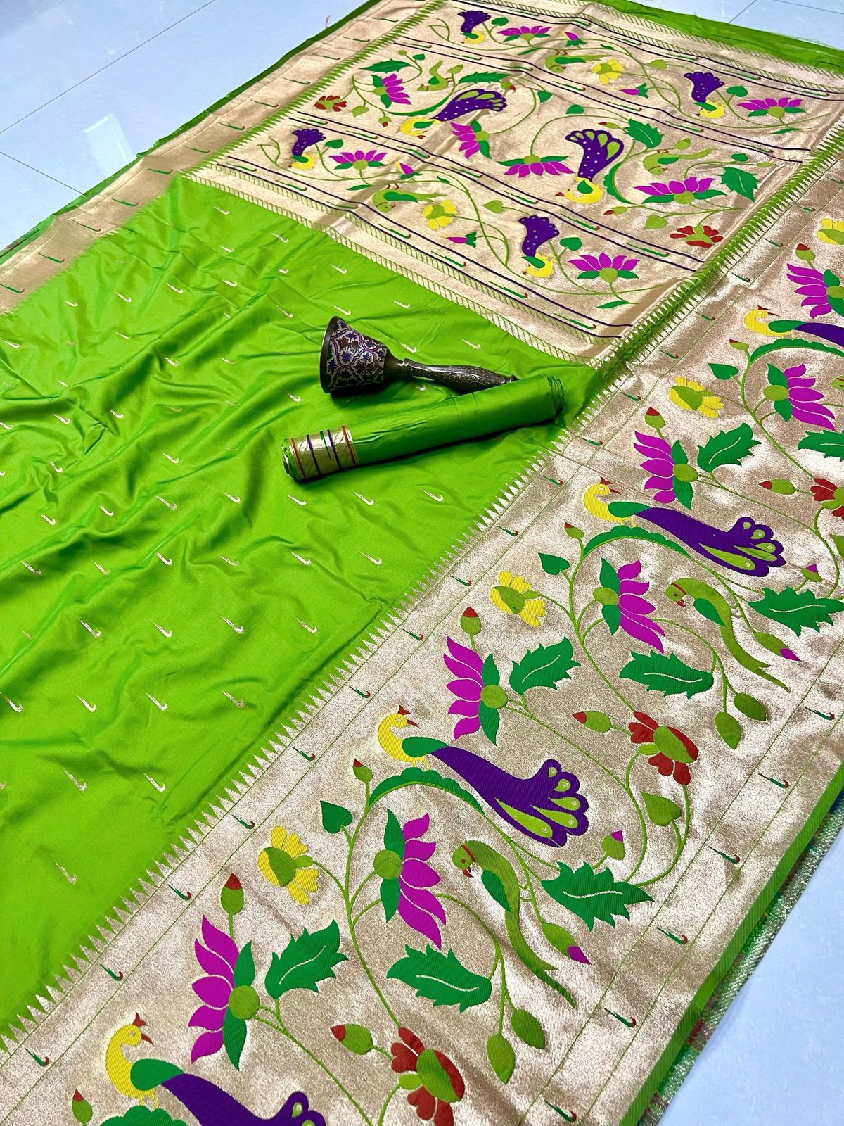 Semi silk half over paithani sarees