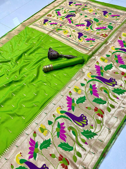 Semi silk half over paithani sarees