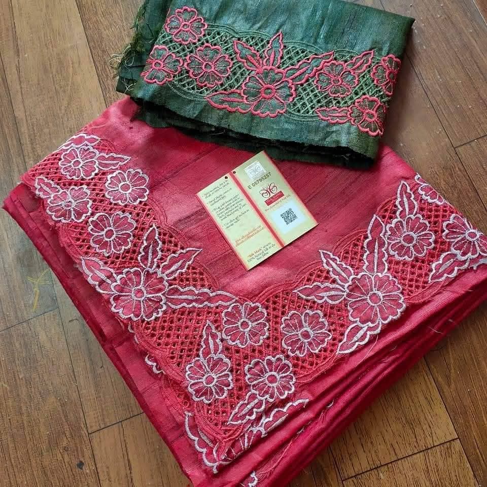 Pure Tussar silk Cutwork sarees