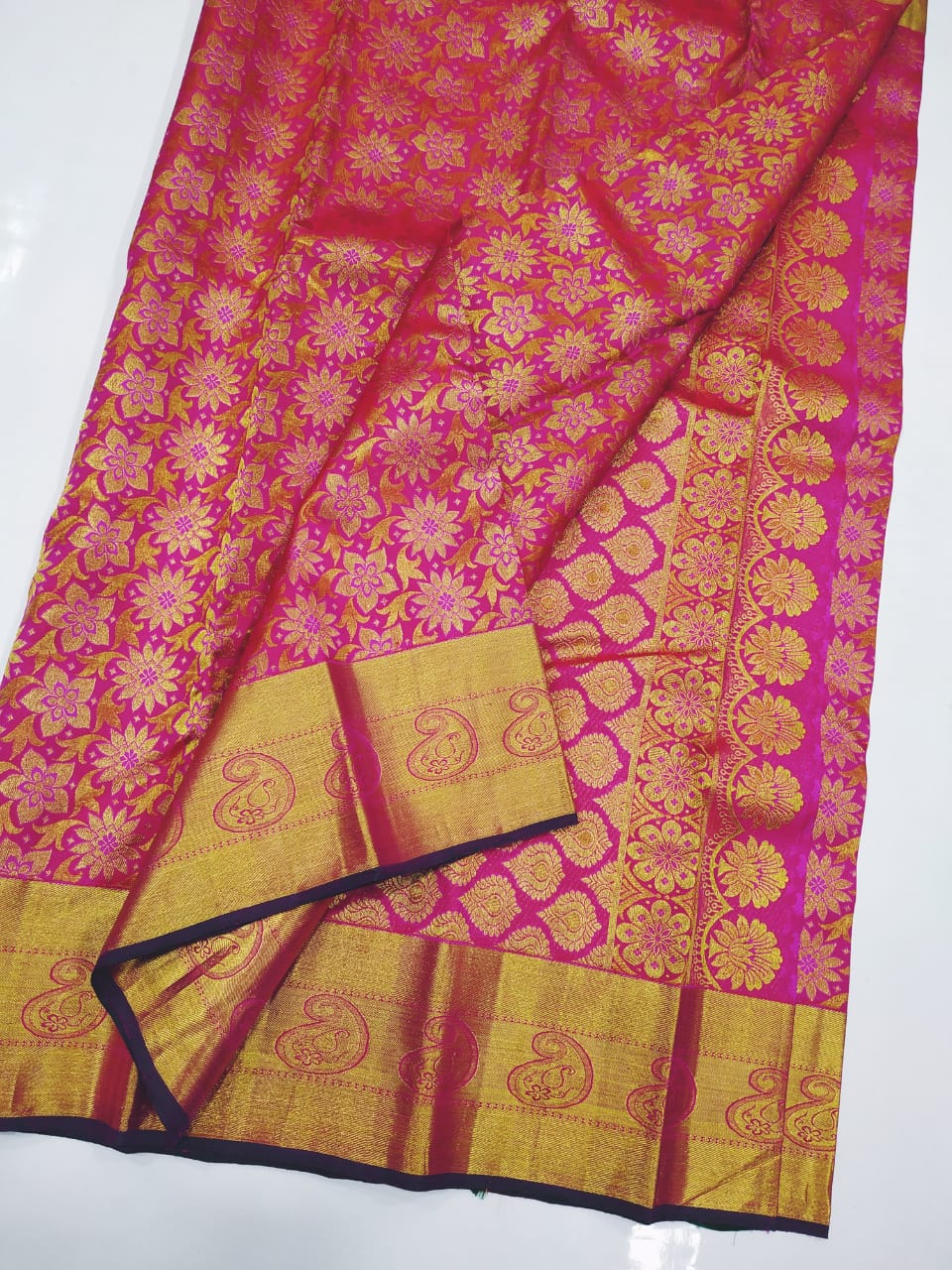Pink pure handloom kanchipuram silk sarees