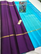 Dark purple pure kanchipuram plain silk sarees