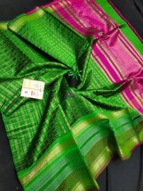 Green and pink pure raw silk sarees