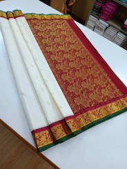 Kanchipuram silk cotton korvai sarees