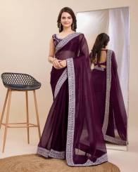 Party wear zimmy choo sarees with embroidery work