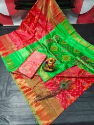 Pink and green uppada soft silk sarees
