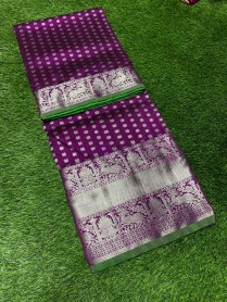 Dark purple with green pure venkatagiri silk sarees