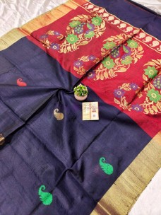 pure raw silk with handwoven butta jala sarees