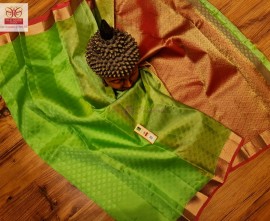 Kanchipuram pure silk embose sarees single warp