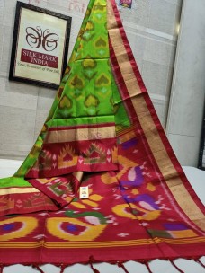 Pure kanchipuram borderless ikkat weaving sarees