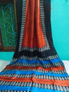 Handloom pure bishnupuri silk hand printed sarees