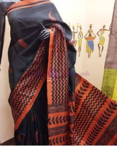 Handloom pure bishnupuri silk hand printed sarees