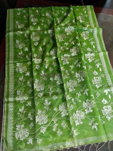 Premium quality muslin parsi all over embroidery work sarees