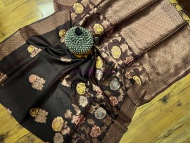 Organza silk sarees with floral meena work