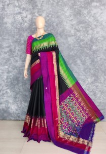 Pure ikkat silk sarees with jacard kanchi border