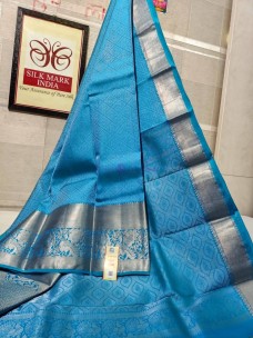 Pure kanchipuram silk silver jari weaving sarees