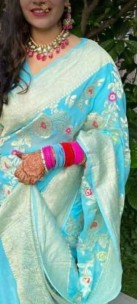 Pure handloom banarasi silk chiffon Georgette multi meena work sarees