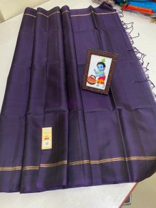 Pure kanchipuram plain silk sarees with thin zari border