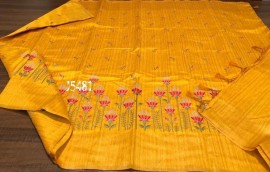 Tussar munga computer embroidery sarees